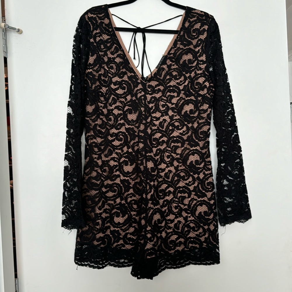 ASTR black lace overlay romper-size Large